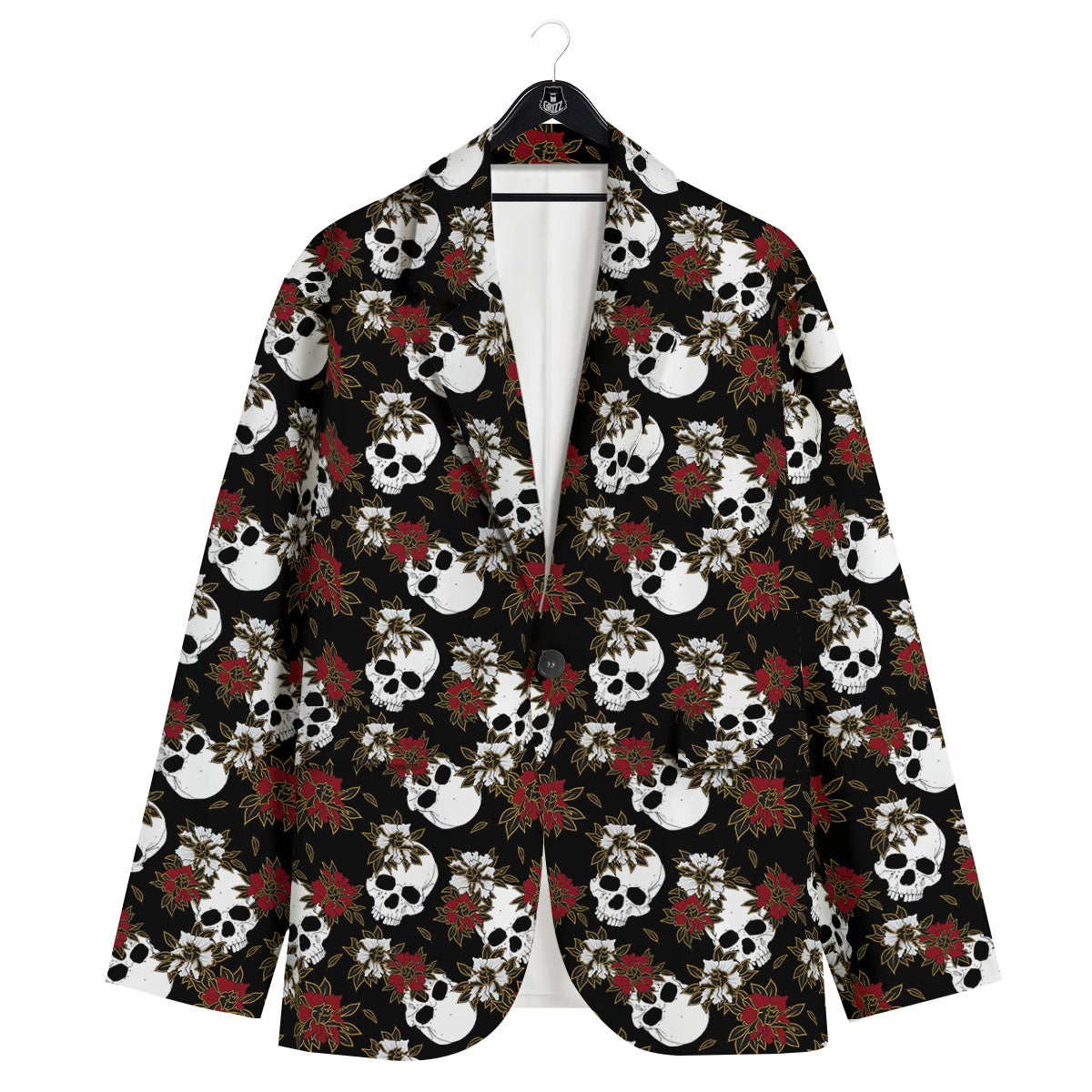 Sugar Skull White And Red Print Pattern Men's Sport Coat-grizzshop