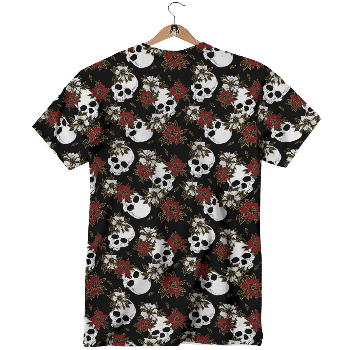 Sugar Skull White And Red Print Pattern T-Shirt-grizzshop