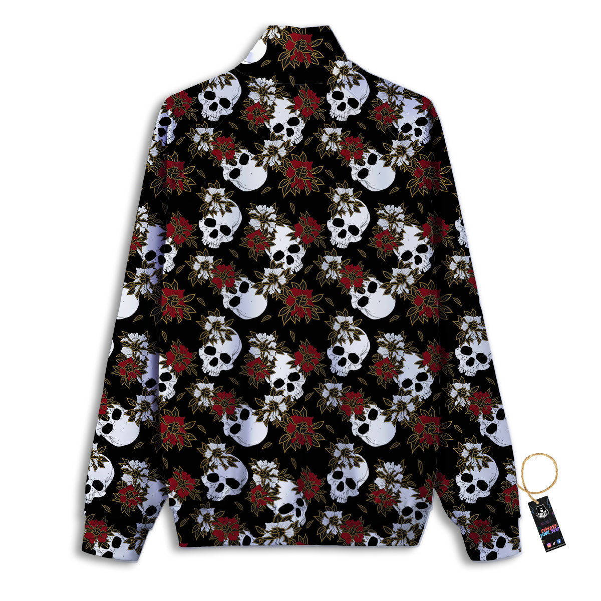 Sugar Skull White And Red Print Pattern Track Jacket-grizzshop