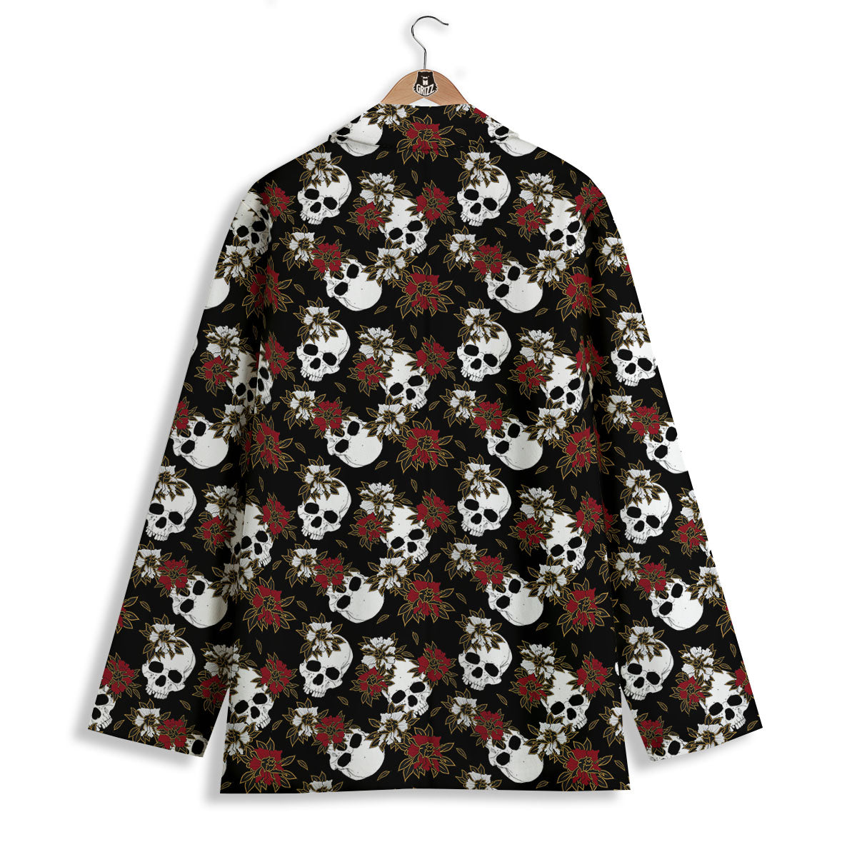 Sugar Skull White And Red Print Pattern Women's Blazer-grizzshop
