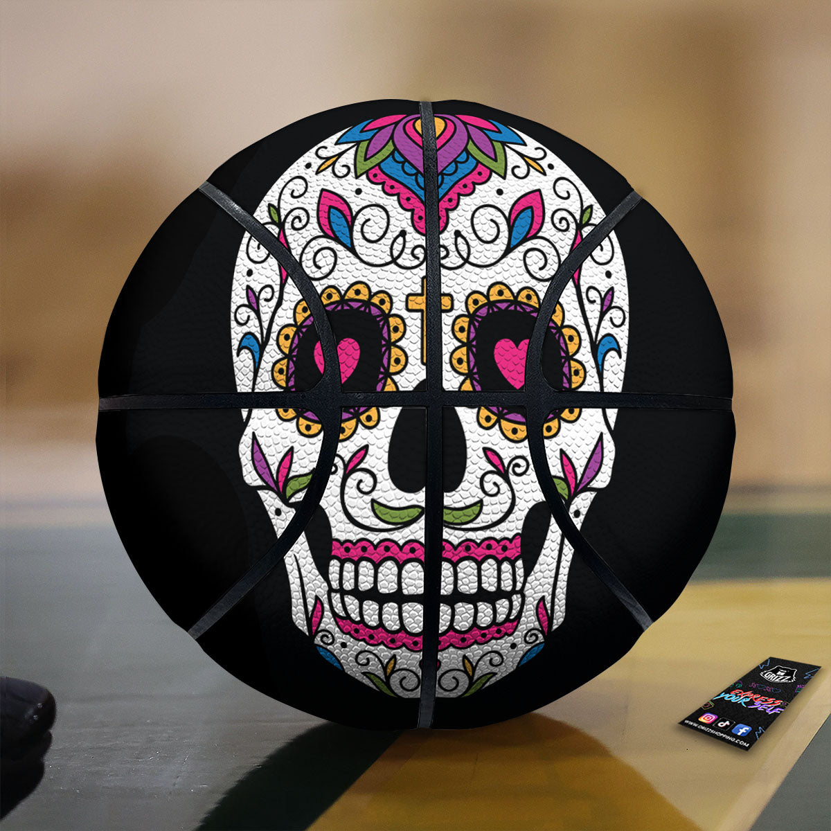 Tartan Black And Orange Print Pattern Basketball