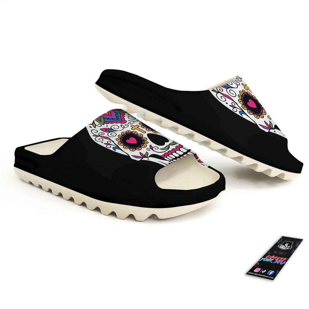 Sugar Skull Day Of The Dead Print Sandals-grizzshop