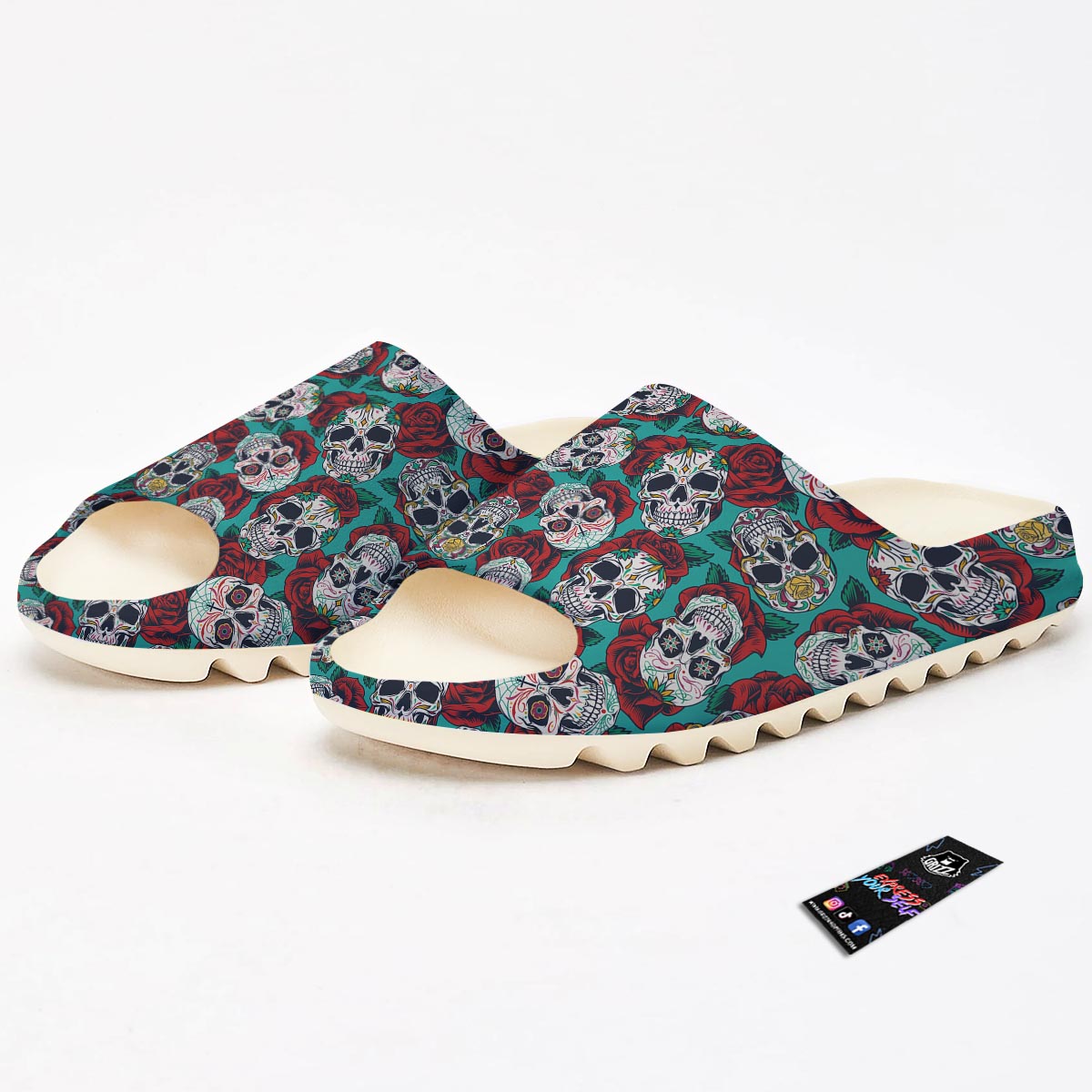 Sugar Skull Rose Flower Print Pattern Sandals-grizzshop