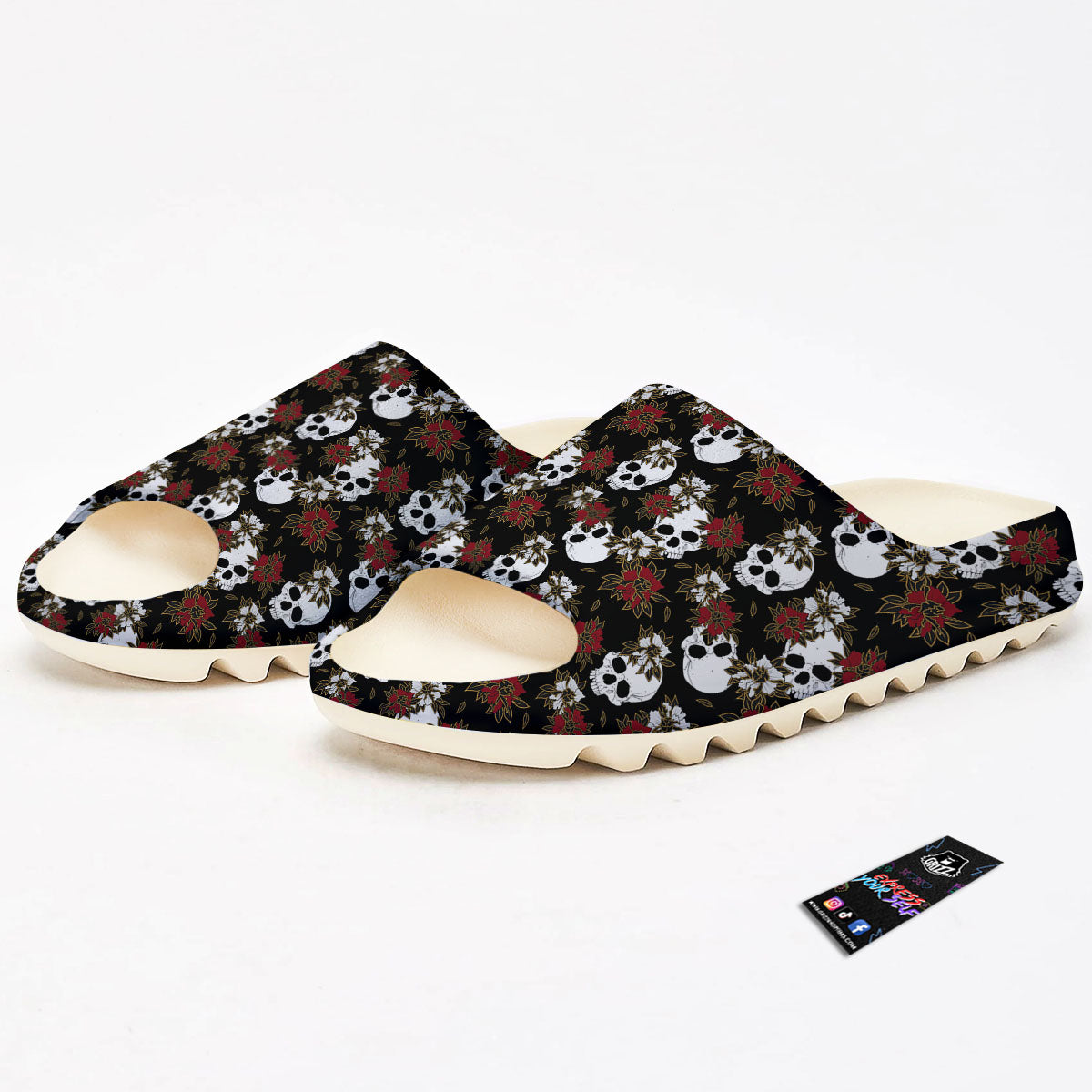 Sugar Skull White And Red Print Pattern Sandals-grizzshop