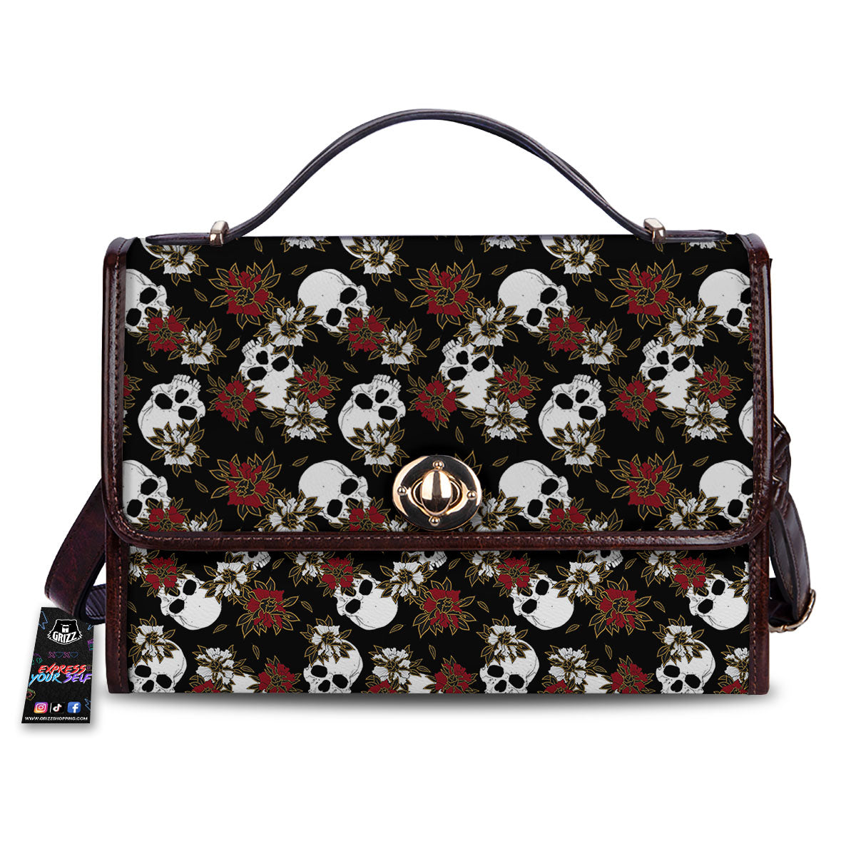 Sugar Skull White And Red Print Pattern Women's Satchel Bag