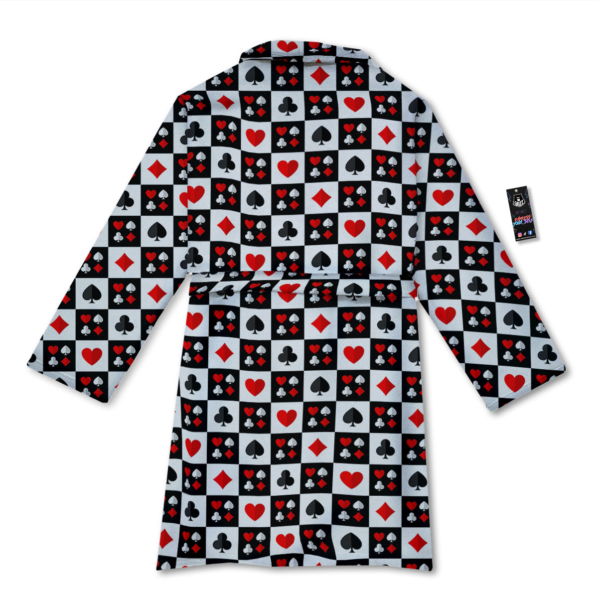 Suits Check Playing Card Print Pattern Bathrobe-grizzshop