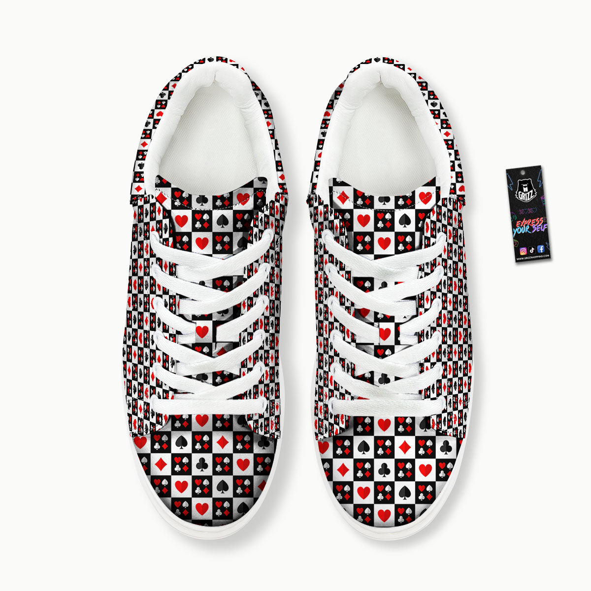 Suits Check Playing Card Print Pattern Platform Shoes-grizzshop