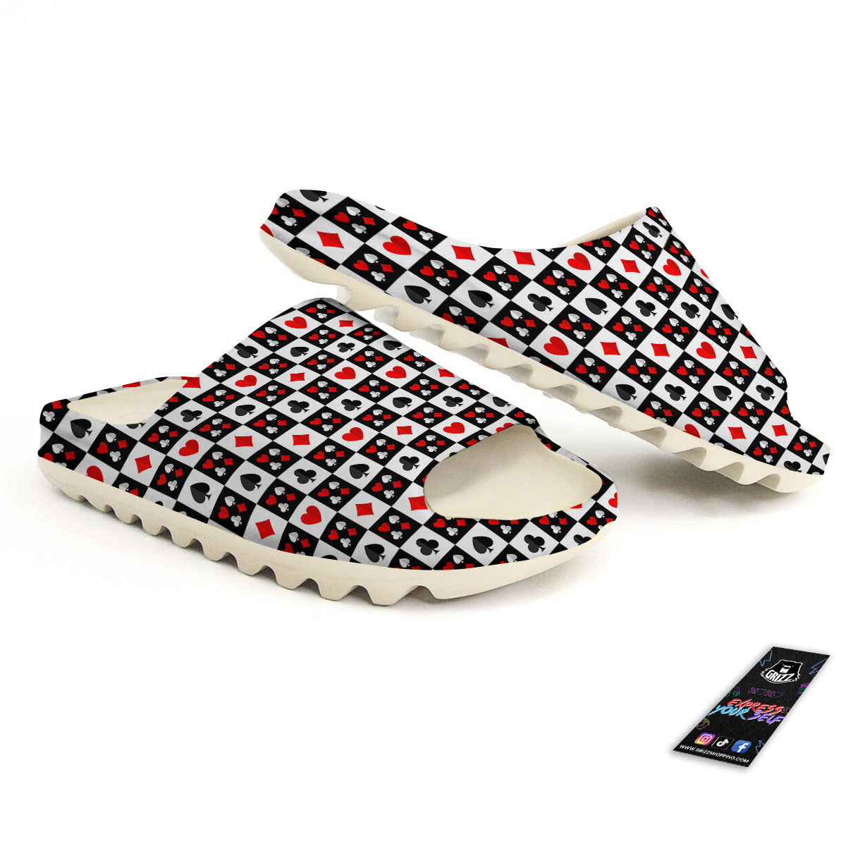 Suits Check Playing Card Print Pattern Sandals-grizzshop