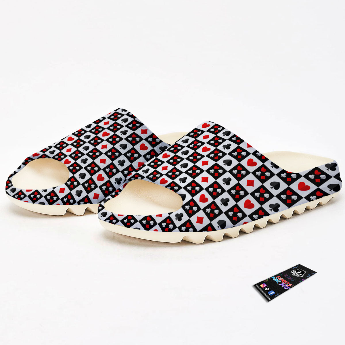 Suits Check Playing Card Print Pattern Sandals-grizzshop