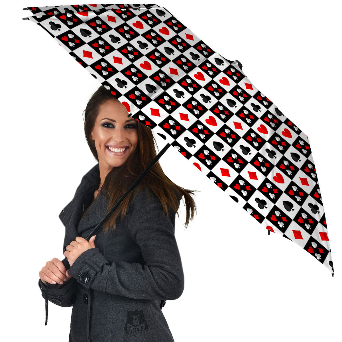 Suits Check Playing Card Print Pattern Umbrella-grizzshop