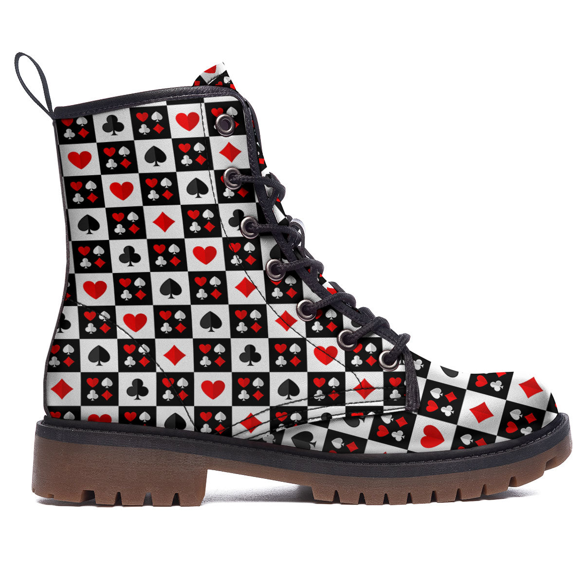 Suits Check Playing Card Print Pattern Work Boots-grizzshop