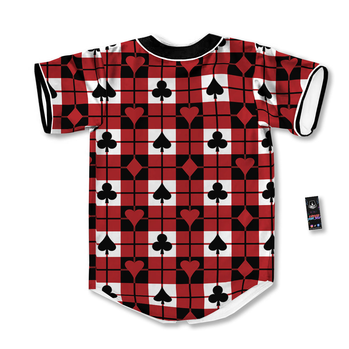 Suits Plaid Playing Card Print Pattern Baseball Jersey-grizzshop