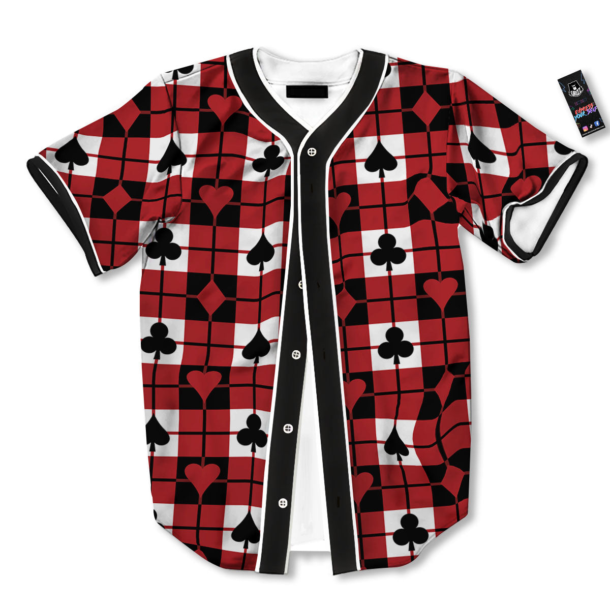Suits Plaid Playing Card Print Pattern Baseball Jersey-grizzshop