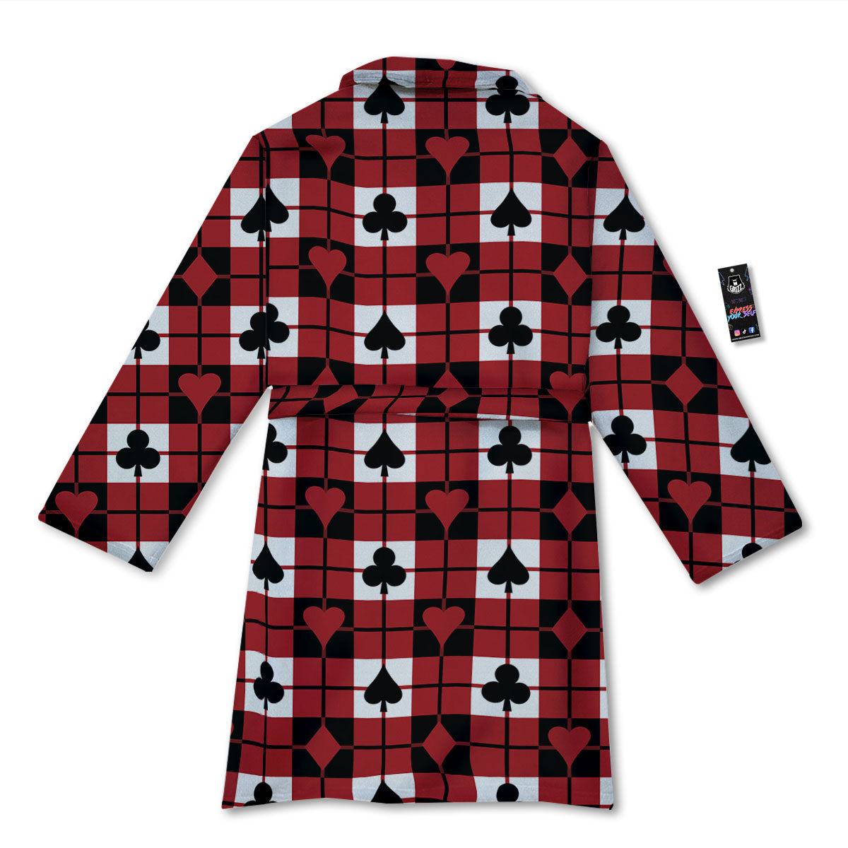 Suits Plaid Playing Card Print Pattern Bathrobe-grizzshop