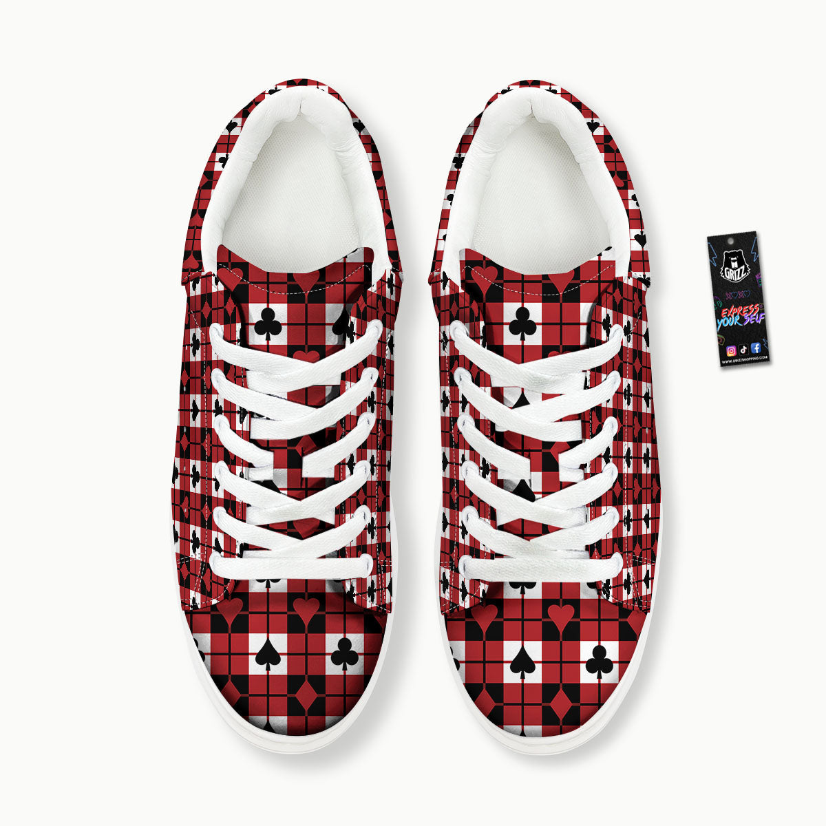 Suits Plaid Playing Card Print Pattern Platform Shoes-grizzshop