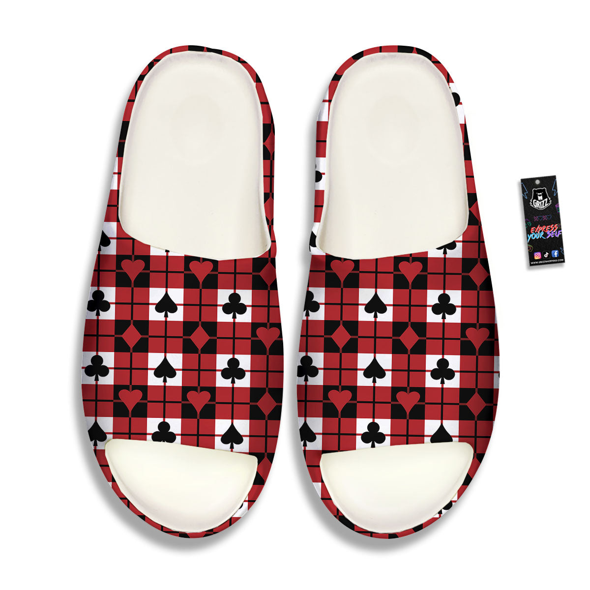 Suits Plaid Playing Card Print Pattern Sandals-grizzshop