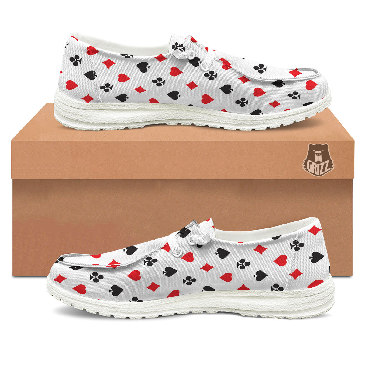 Suits Playing Card Print Pattern Black Loafers-grizzshop