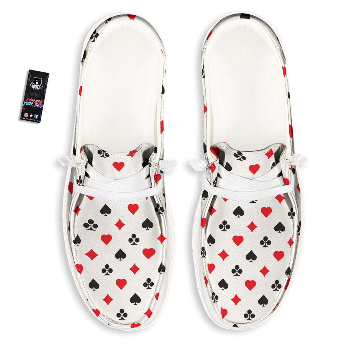 Suits Playing Card Print Pattern Black Loafers-grizzshop