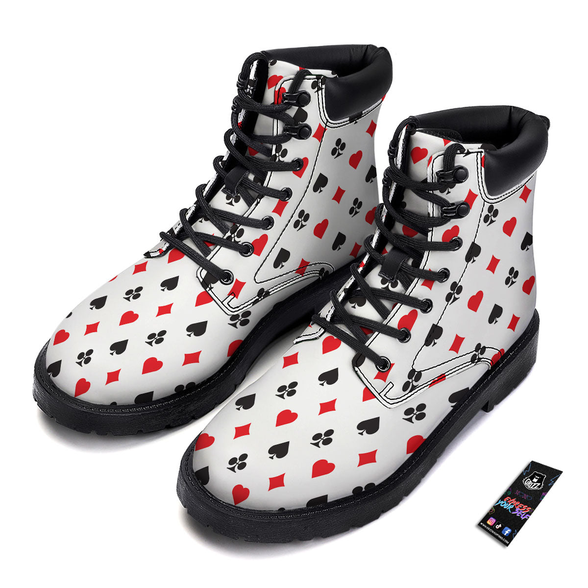 Suits Playing Card Print Pattern Boots-grizzshop