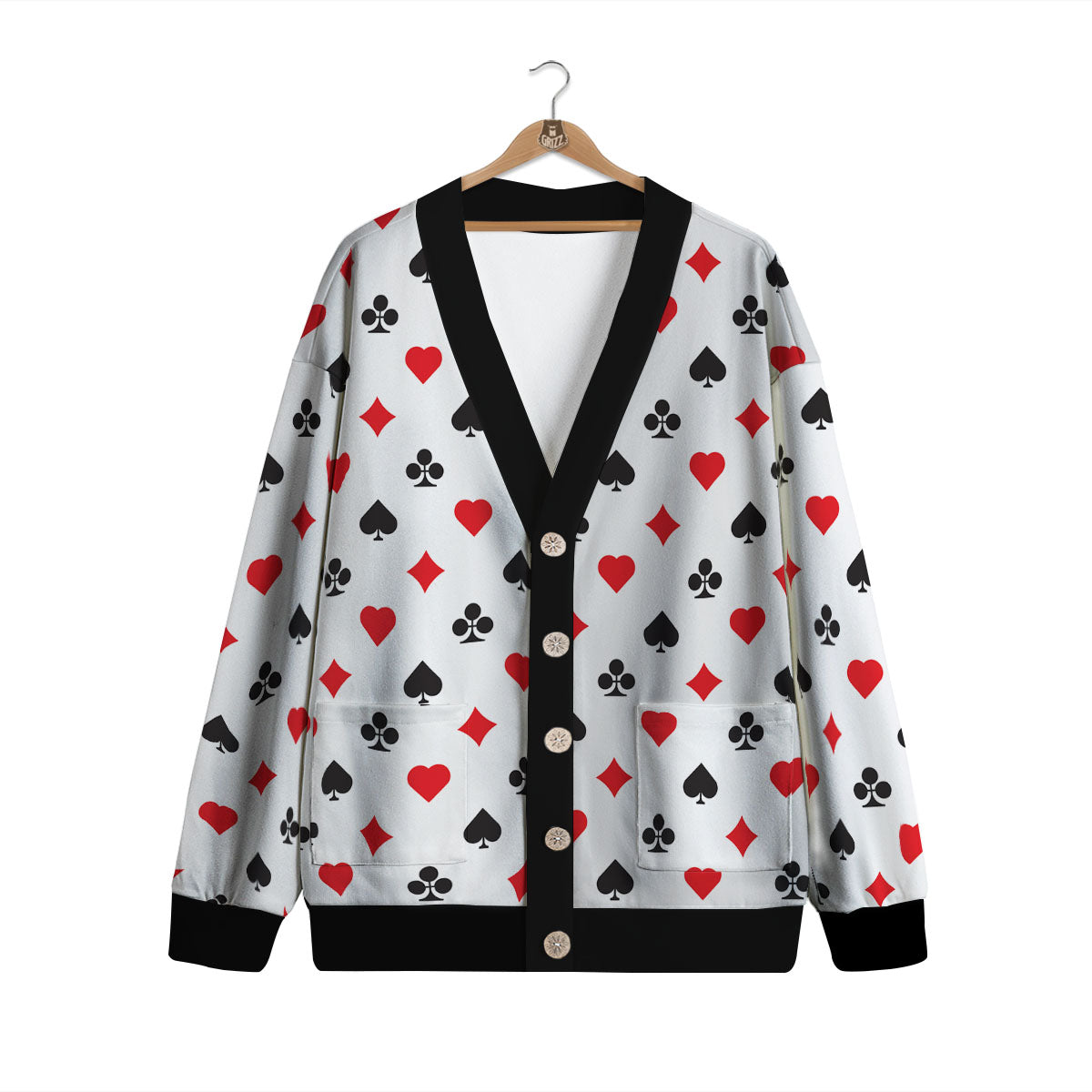 Suits Playing Card Print Pattern Cardigan-grizzshop