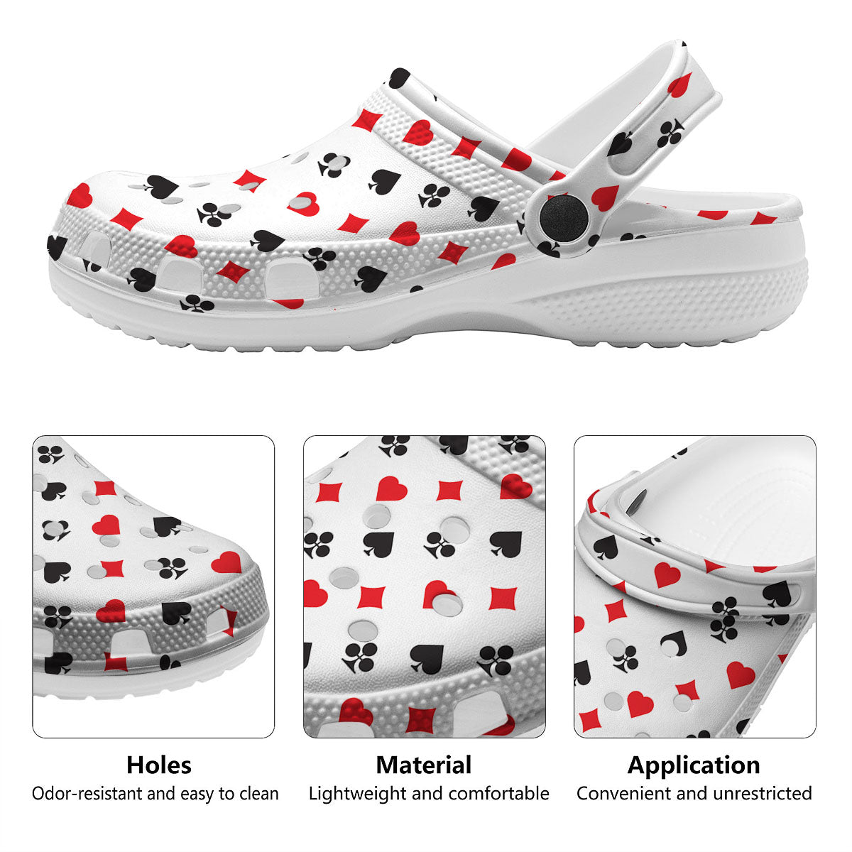Suits Playing Card Print Pattern Clog-grizzshop