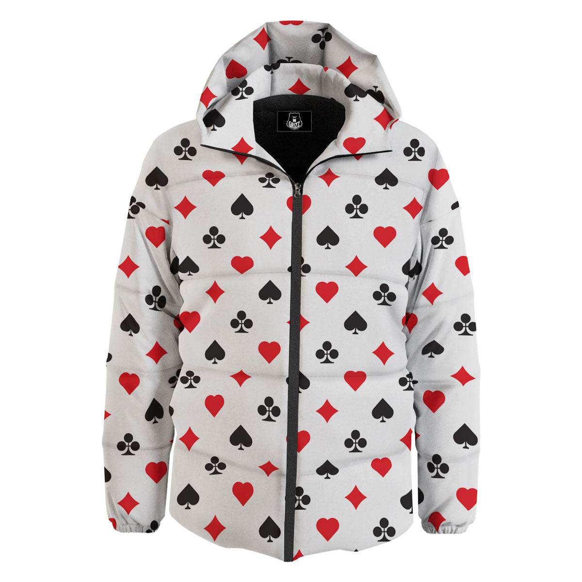 Suits Playing Card Print Pattern Down Jacket-grizzshop