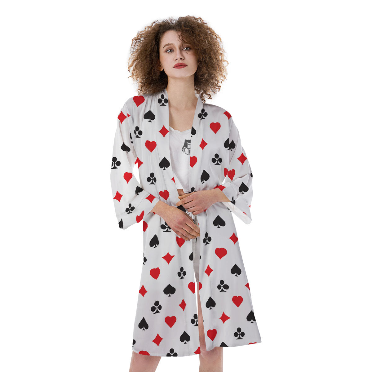Suits Playing Card Print Pattern Kimono-grizzshop