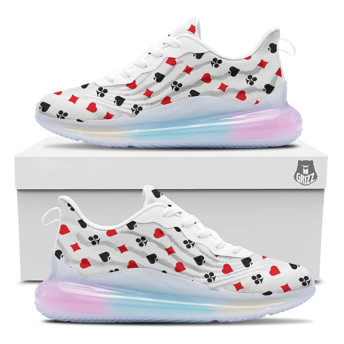 Suits Playing Card Print Pattern Running Sneakers-grizzshop