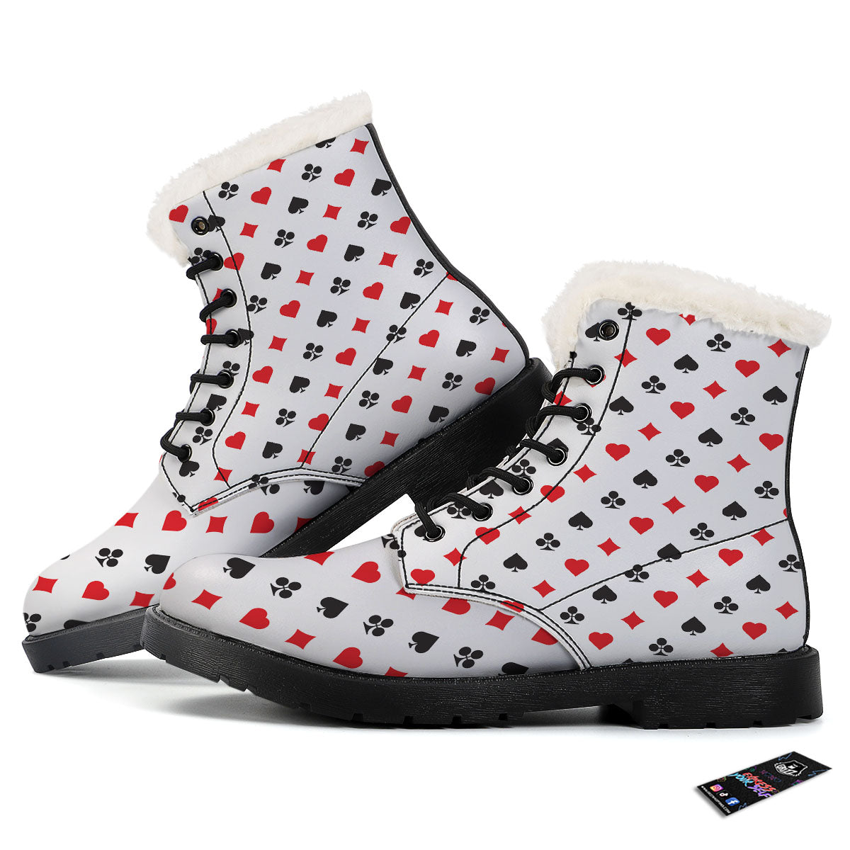 Suits Playing Card Print Pattern Winter Boots-grizzshop