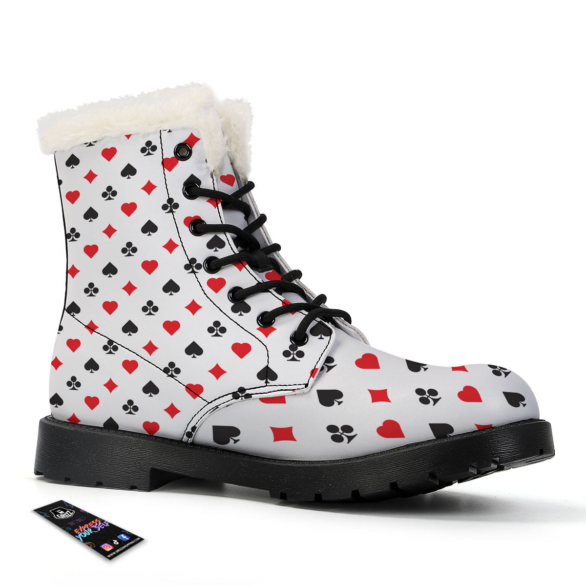 Suits Playing Card Print Pattern Winter Boots-grizzshop