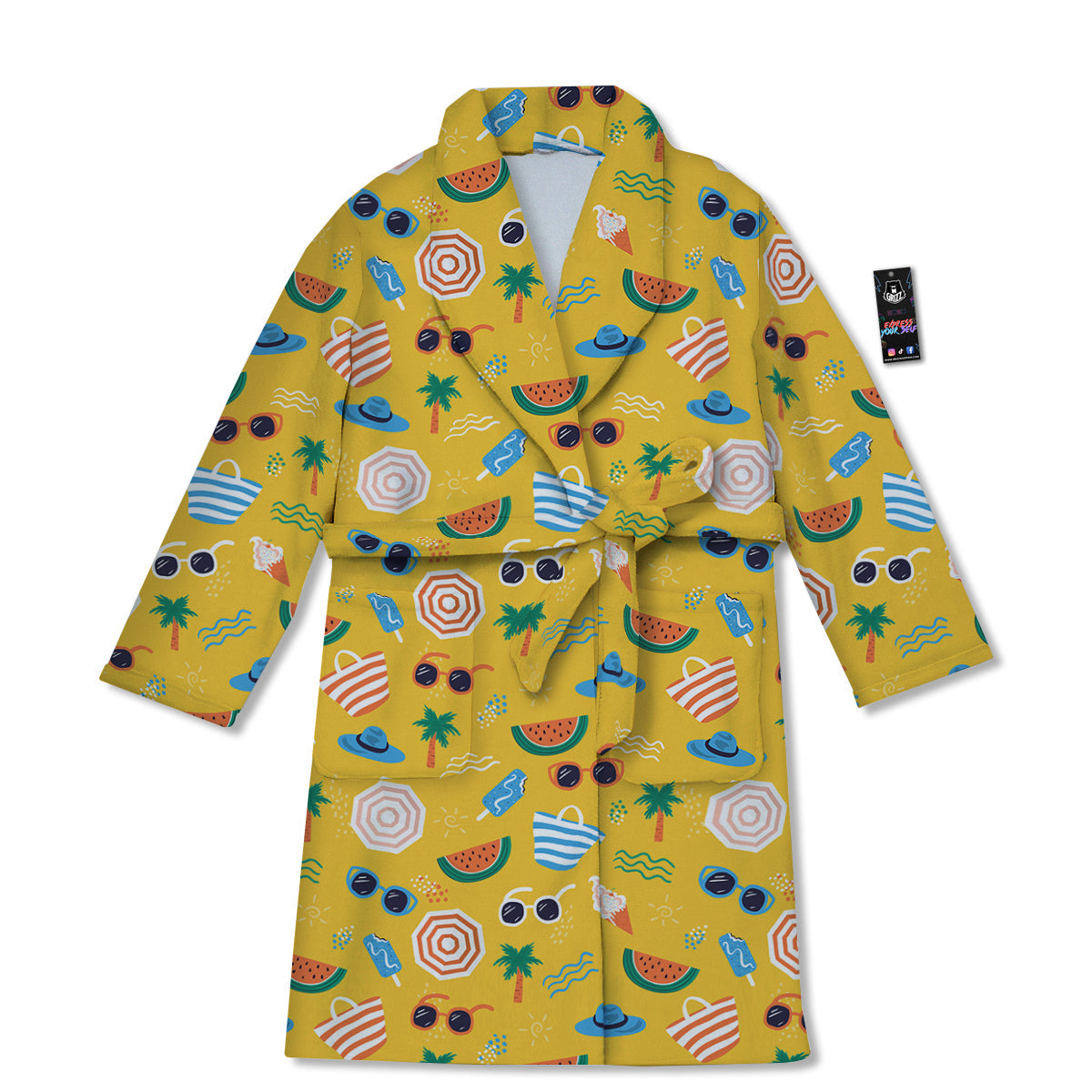 Summer Beach Drawing Print Pattern Bathrobe-grizzshop