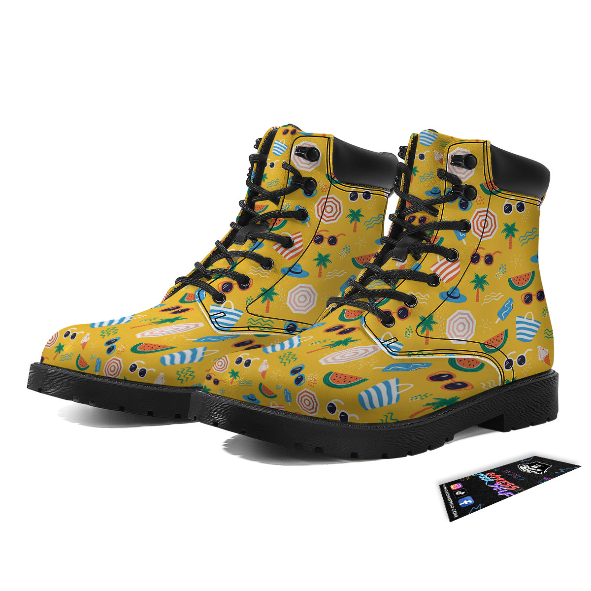 Summer Beach Drawing Print Pattern Boots-grizzshop