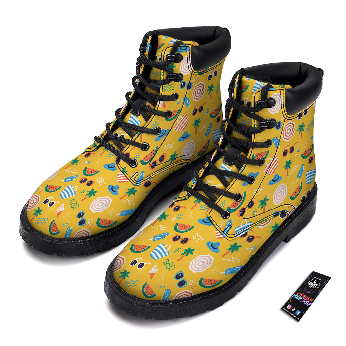 Summer Beach Drawing Print Pattern Boots-grizzshop