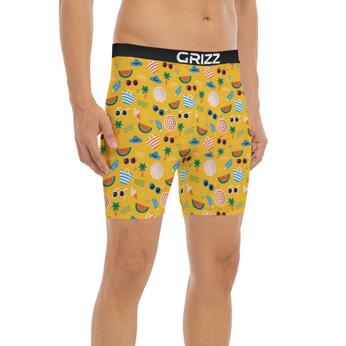 Summer Beach Drawing Print Pattern Boxer Briefs-grizzshop