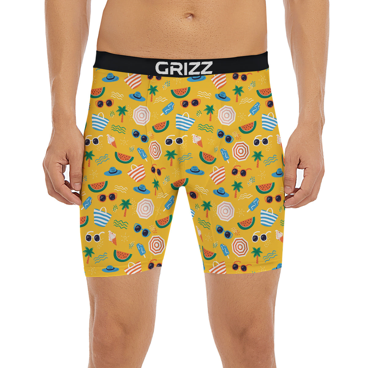 Summer Beach Drawing Print Pattern Boxer Briefs-grizzshop