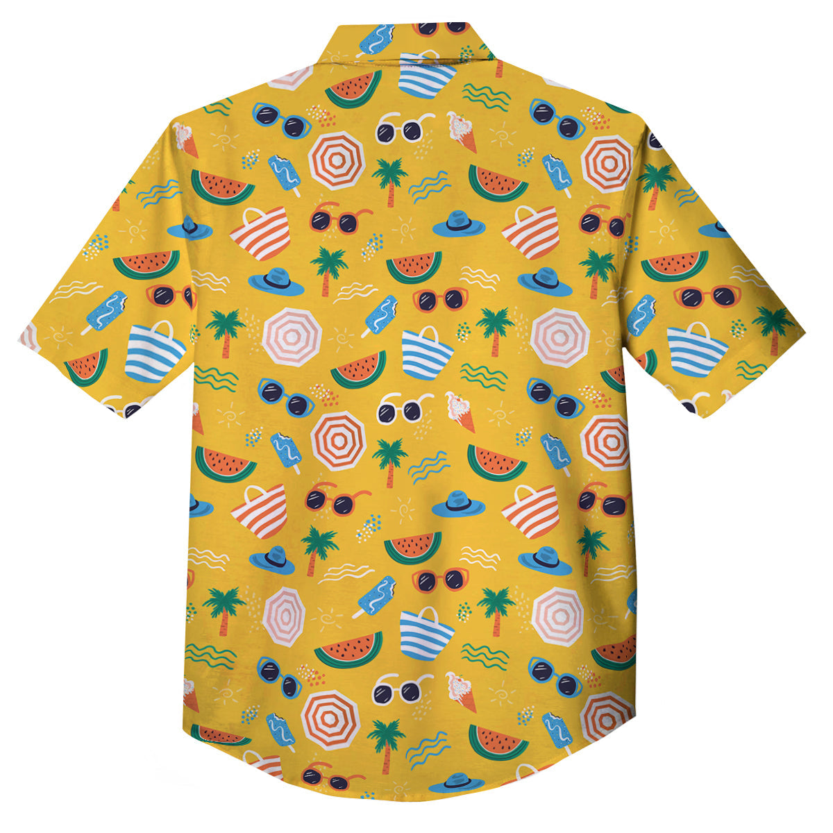 Summer Beach Drawing Print Pattern Button Up Shirt-grizzshop