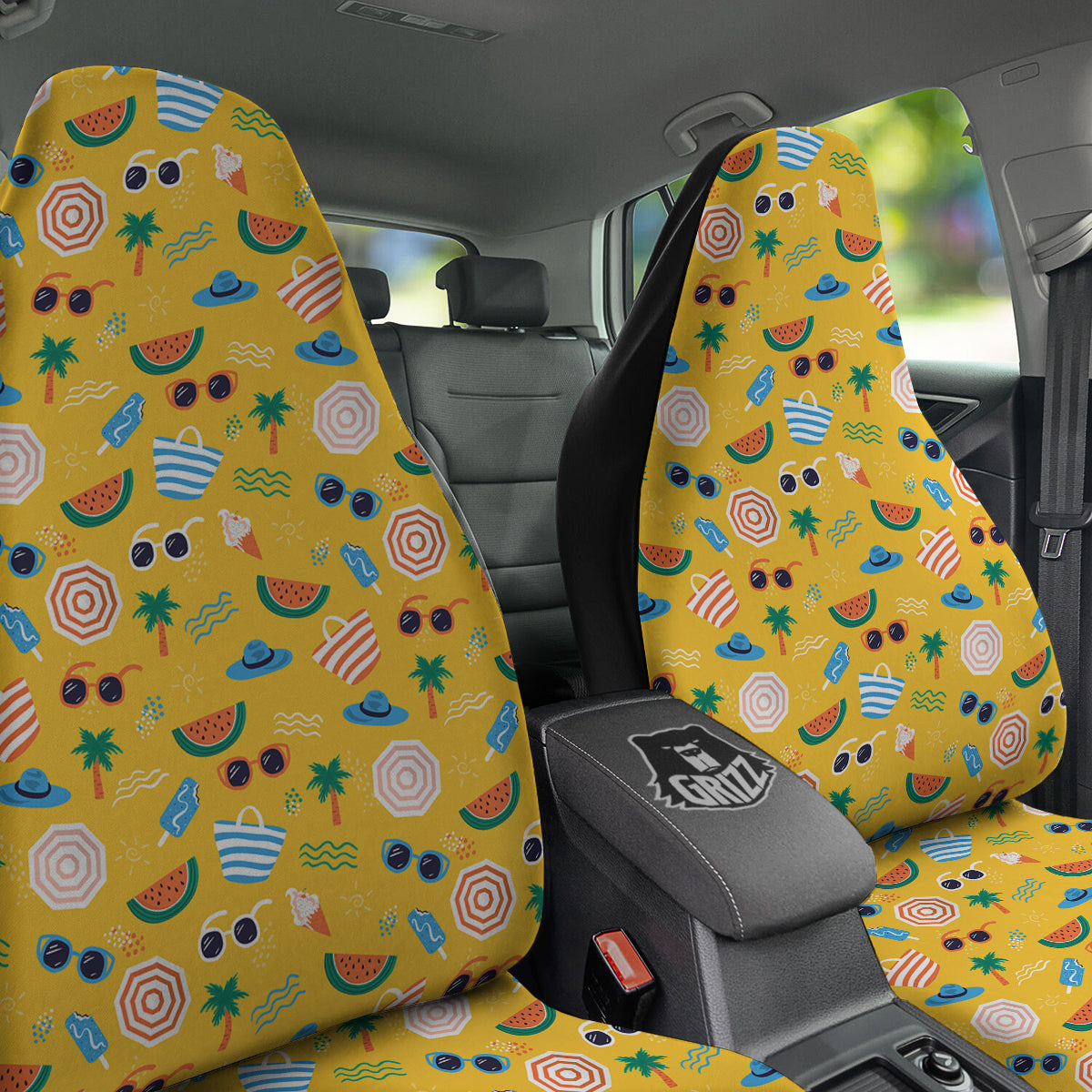 Summer Beach Drawing Print Pattern Car Seat Covers-grizzshop