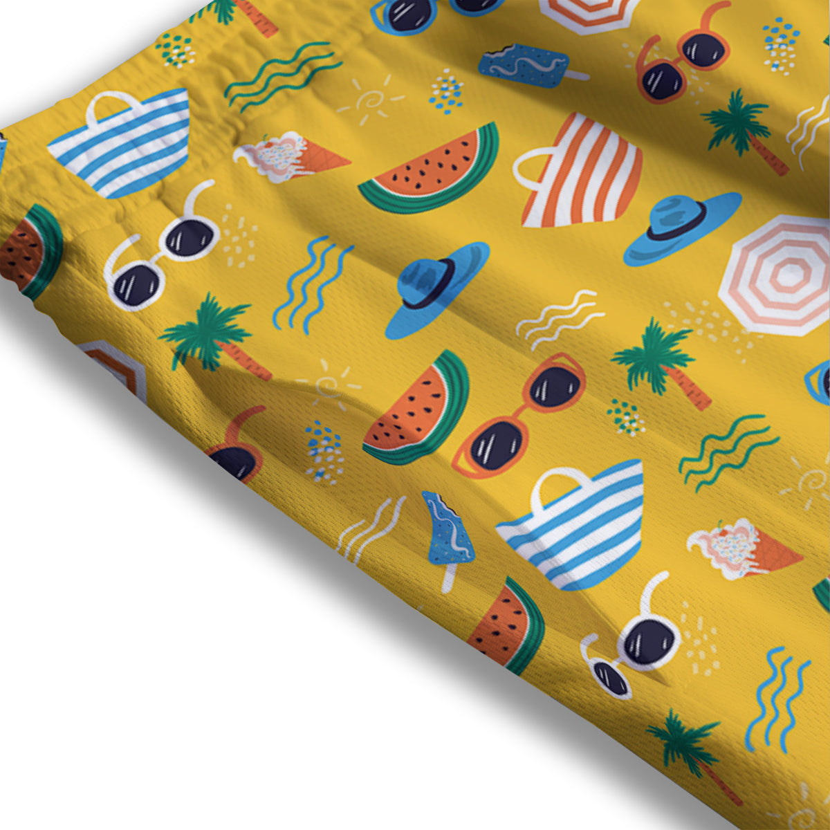 Summer Beach Drawing Print Pattern Mesh Shorts-grizzshop