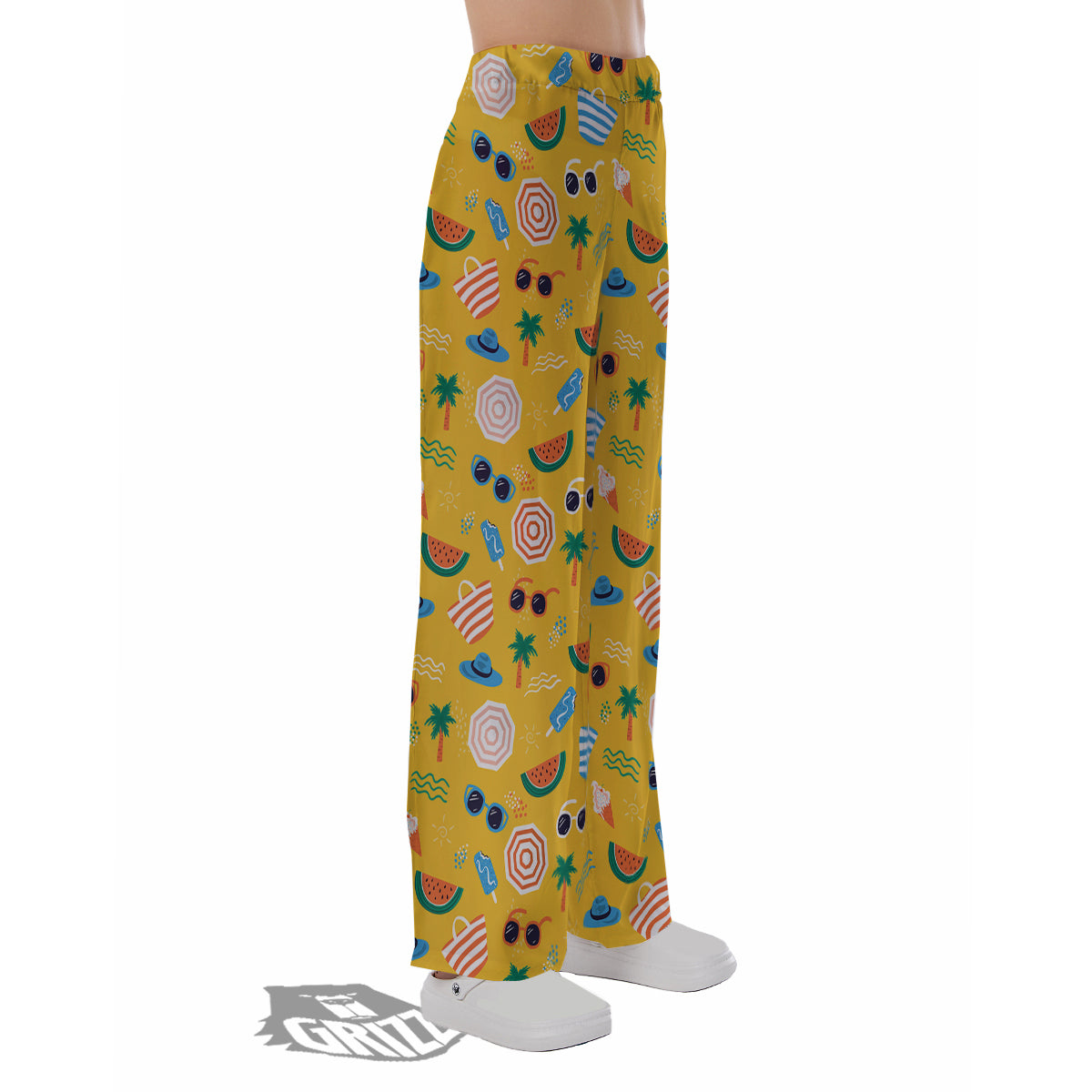 Summer Beach Drawing Print Pattern Pajama Pants-grizzshop