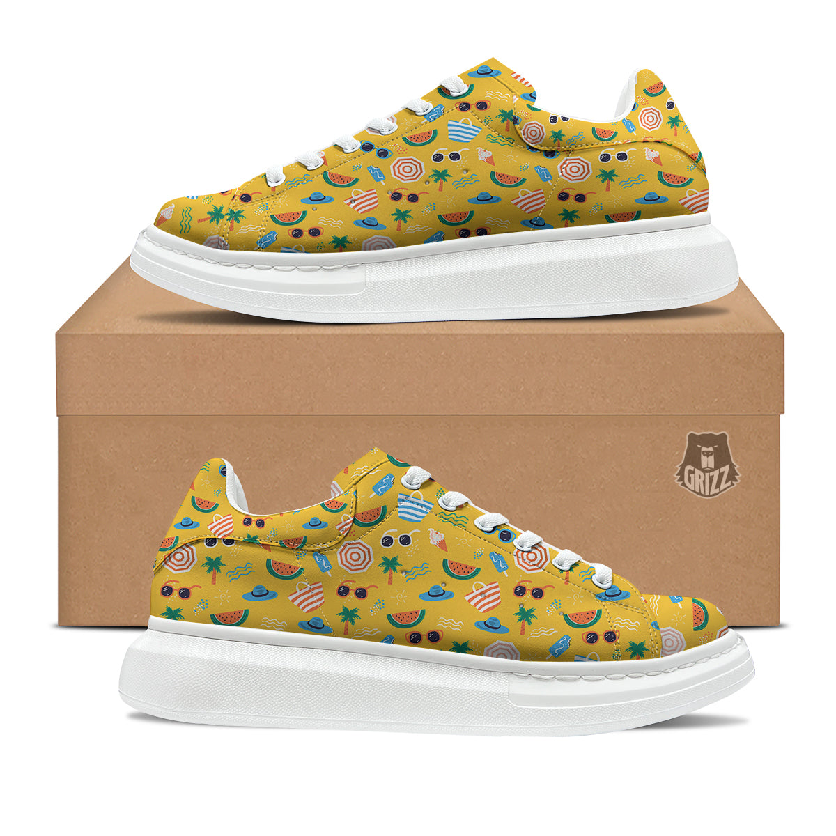 Summer Beach Drawing Print Pattern Platform Shoes-grizzshop