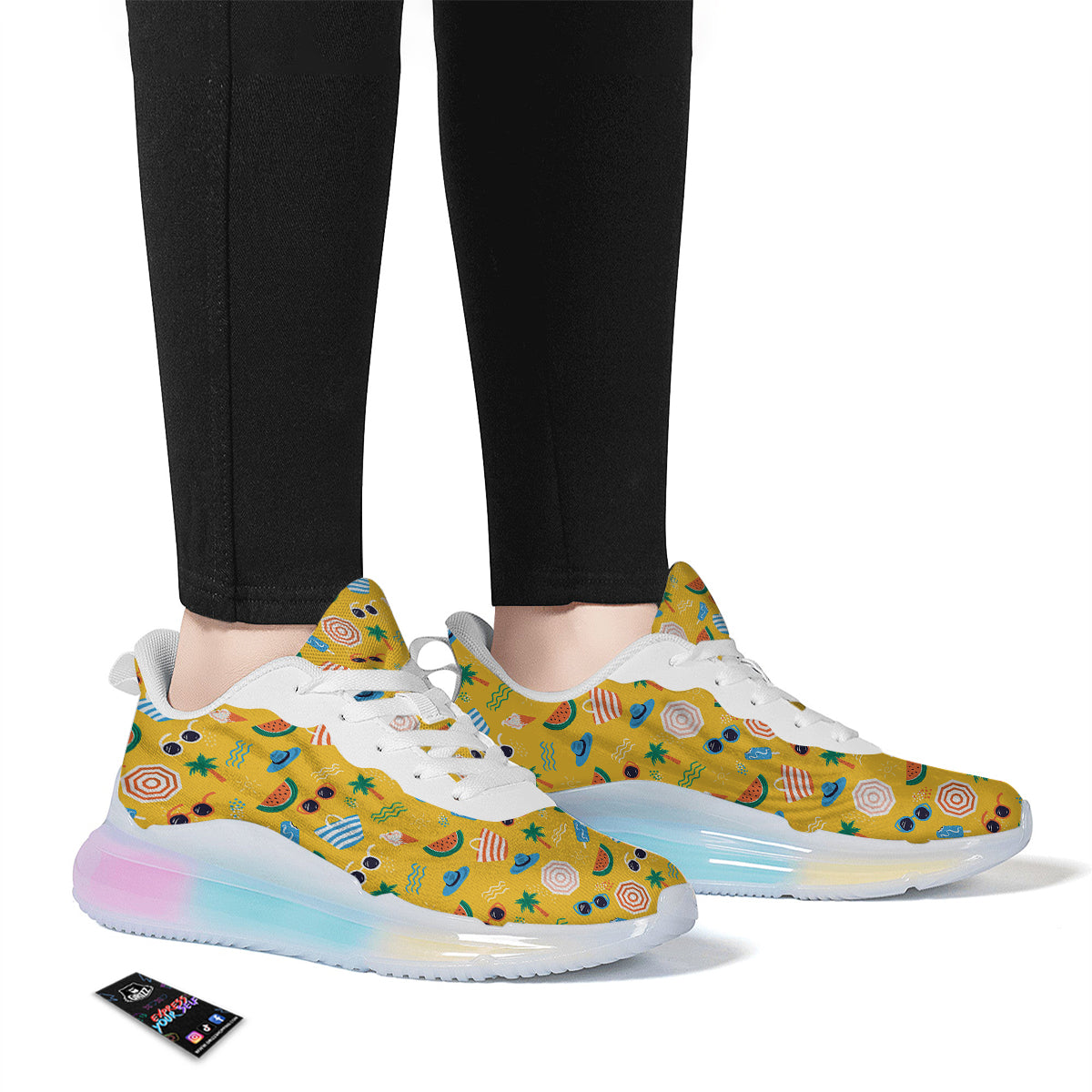 Summer Beach Drawing Print Pattern Running Sneakers-grizzshop