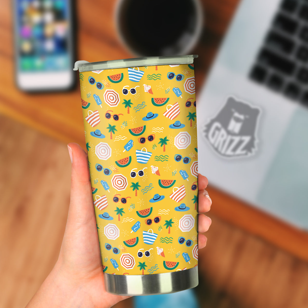 Summer Beach Drawing Print Pattern Tumbler-grizzshop