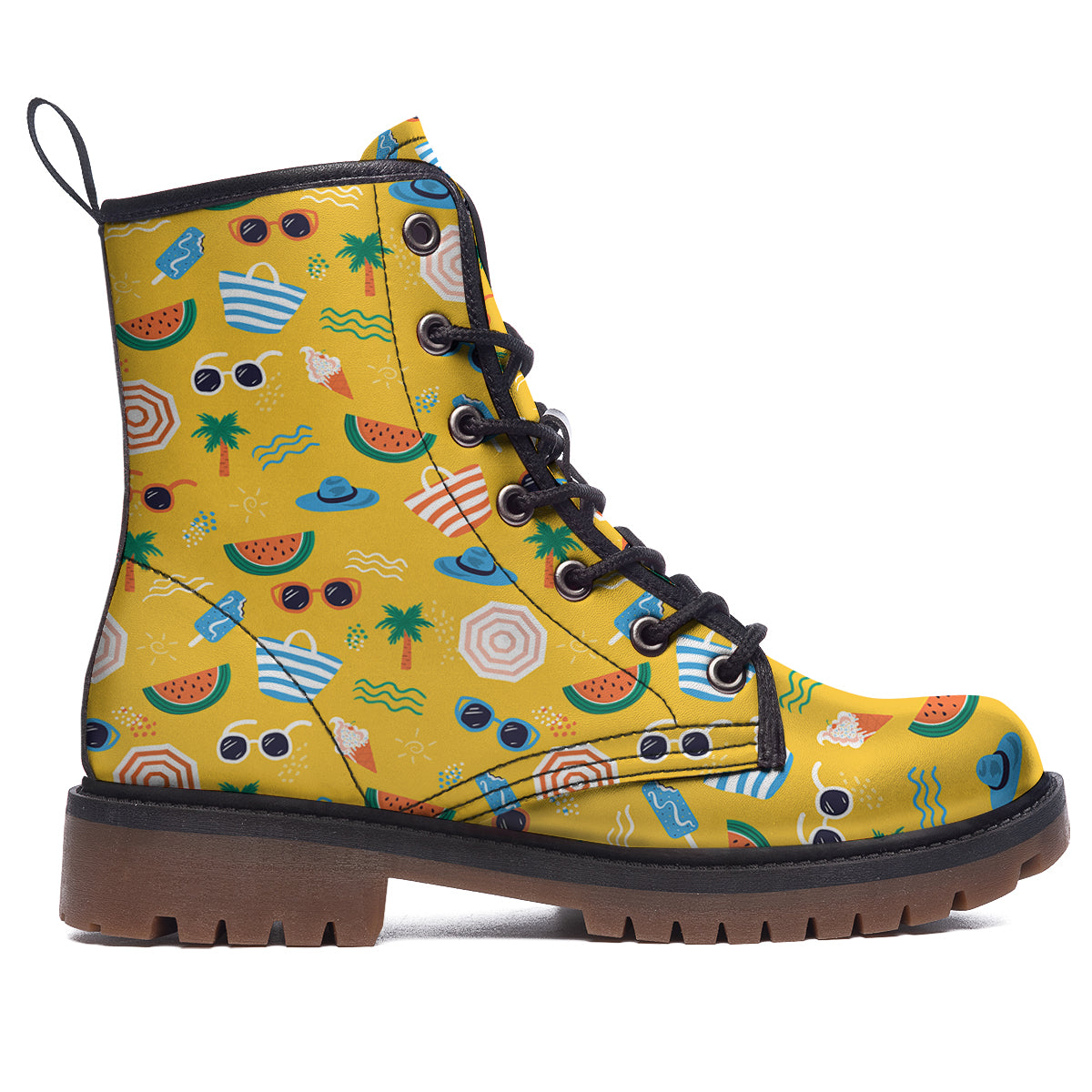 Summer Beach Drawing Print Pattern Work Boots-grizzshop