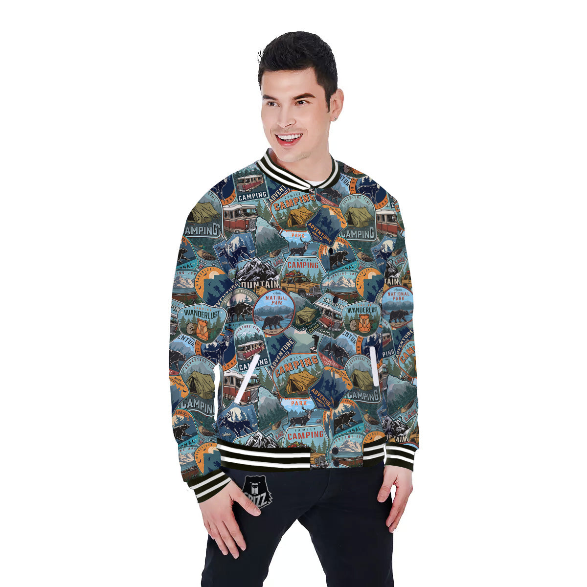 Summer Camping And National Park Print Pattern Baseball Jacket-grizzshop