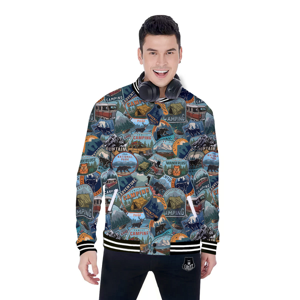 Summer Camping And National Park Print Pattern Baseball Jacket-grizzshop