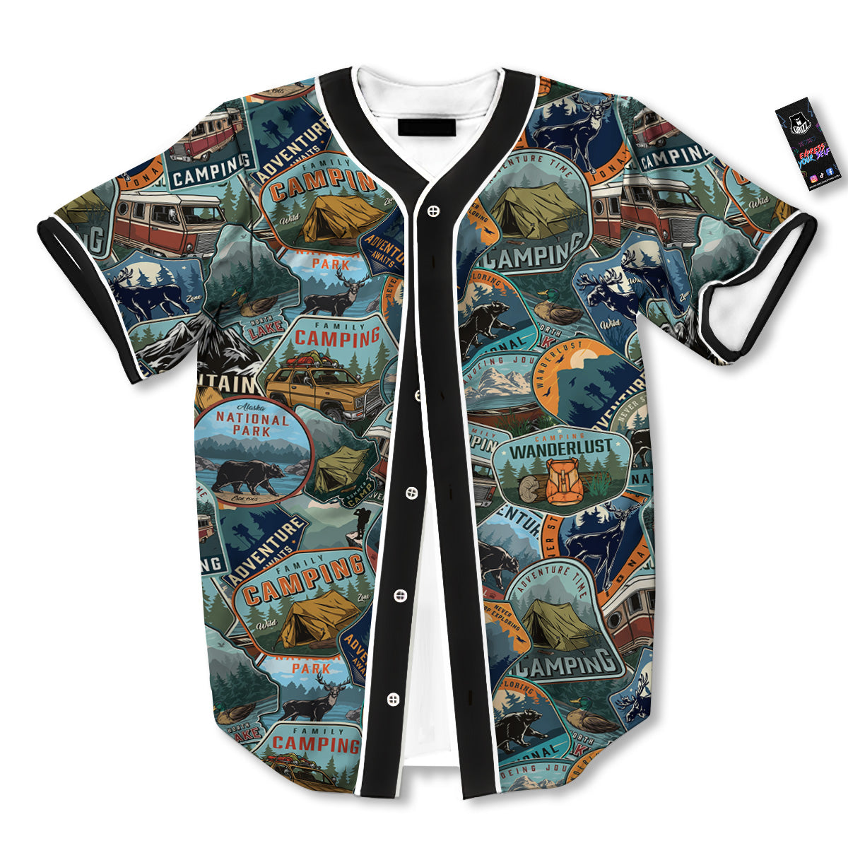 Summer Camping And National Park Print Pattern Baseball Jersey-grizzshop