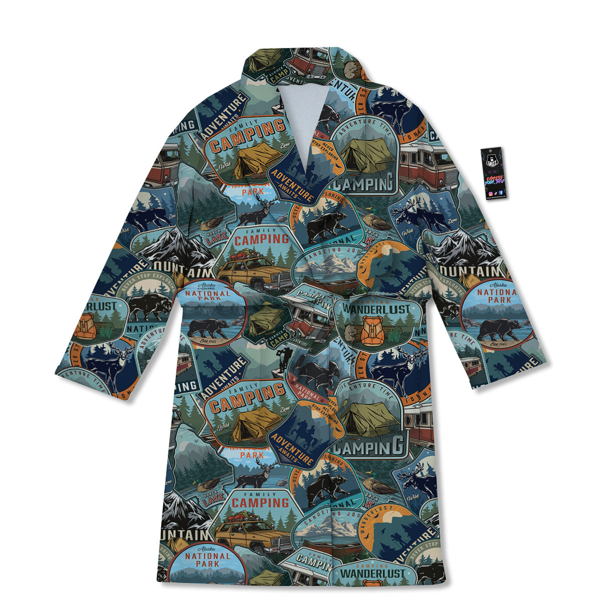Summer Camping And National Park Print Pattern Bathrobe-grizzshop