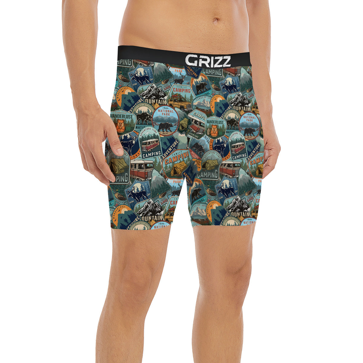 Summer Camping And National Park Print Pattern Boxer Briefs-grizzshop