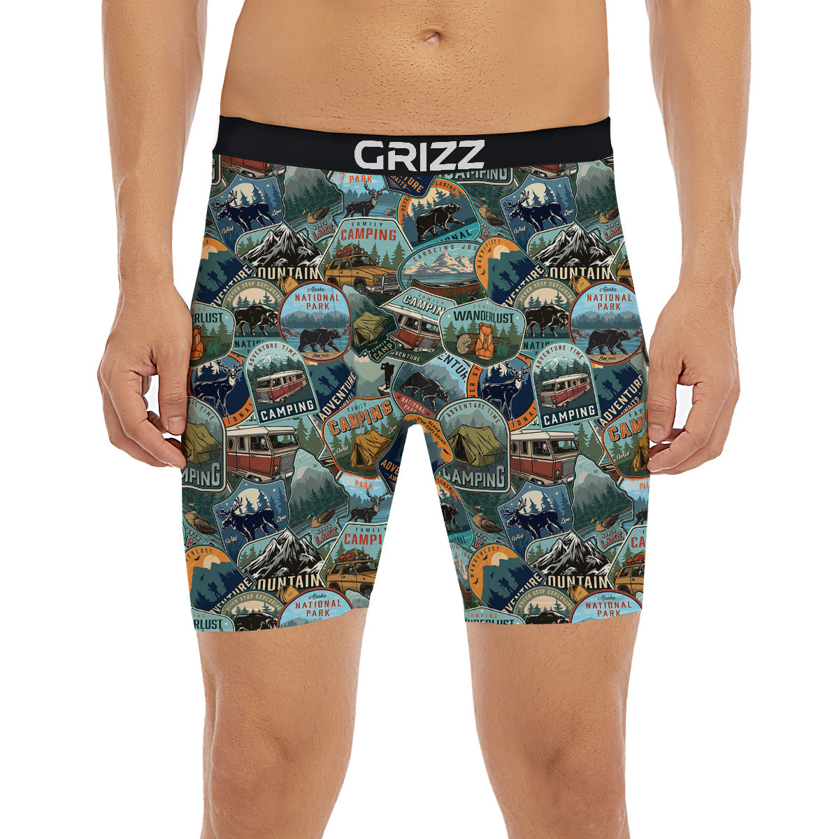 Summer Camping And National Park Print Pattern Boxer Briefs-grizzshop