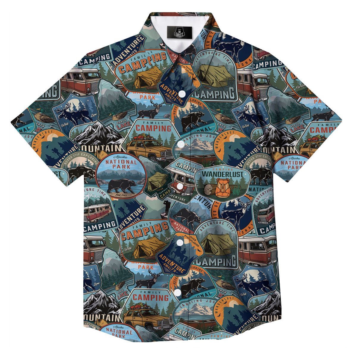 Summer Camping And National Park Print Pattern Button Up Shirt-grizzshop